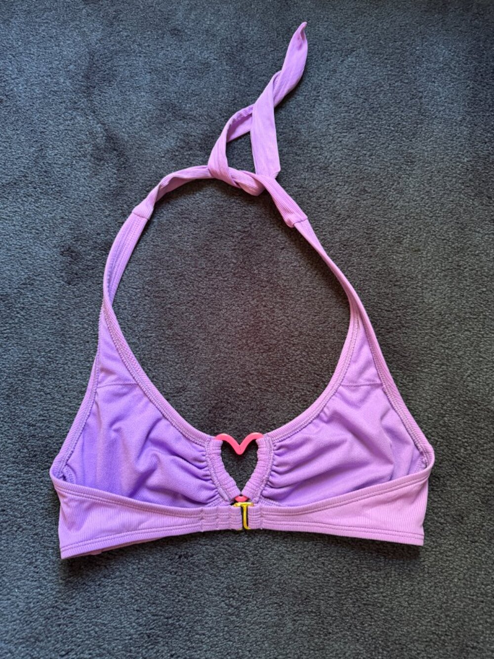 Like New Lavender Ribbed Heart Ring Halter Bikini Top Sz S - Picture 3 of 5